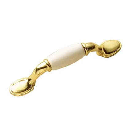 Hd Polished Delights 3 in. Bow Pull- Polished Brass With White Insert BWP796 W